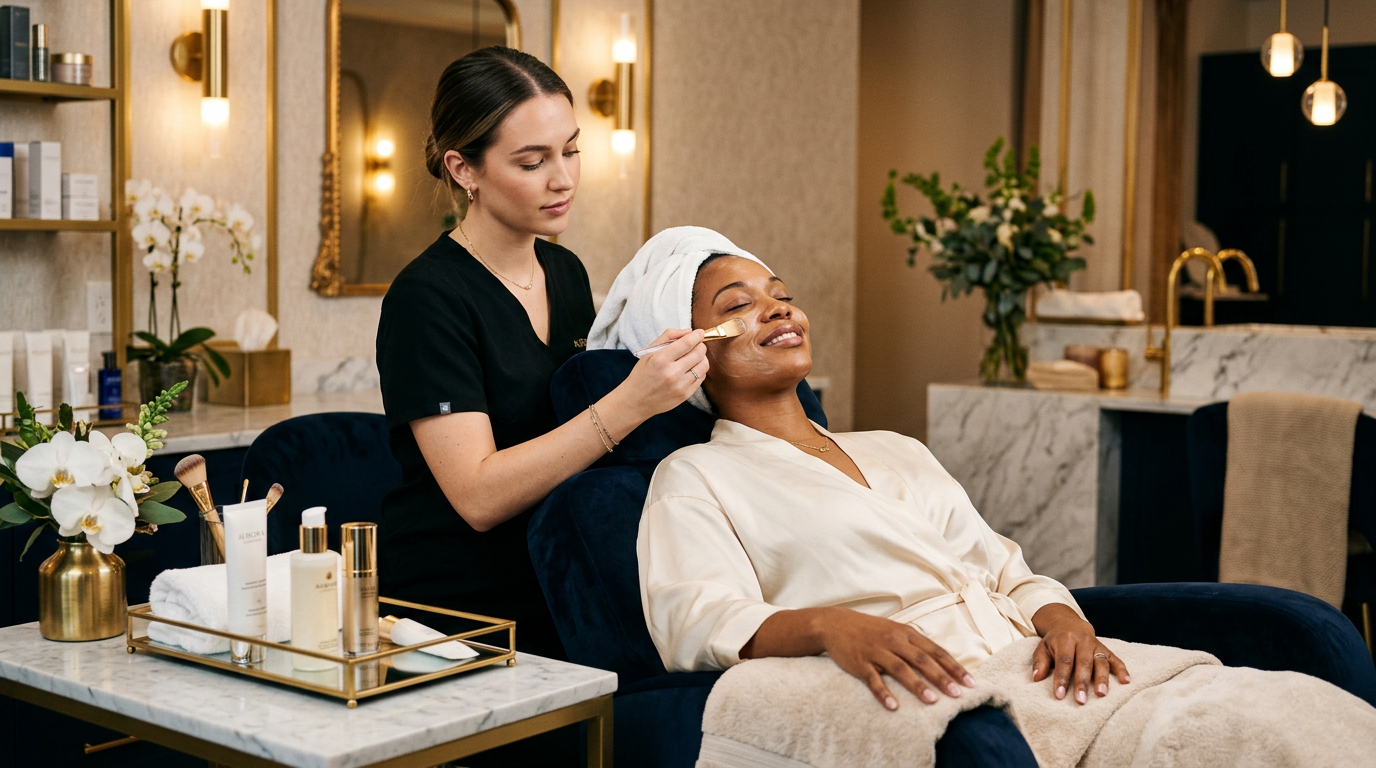 Client receiving beauty treatment