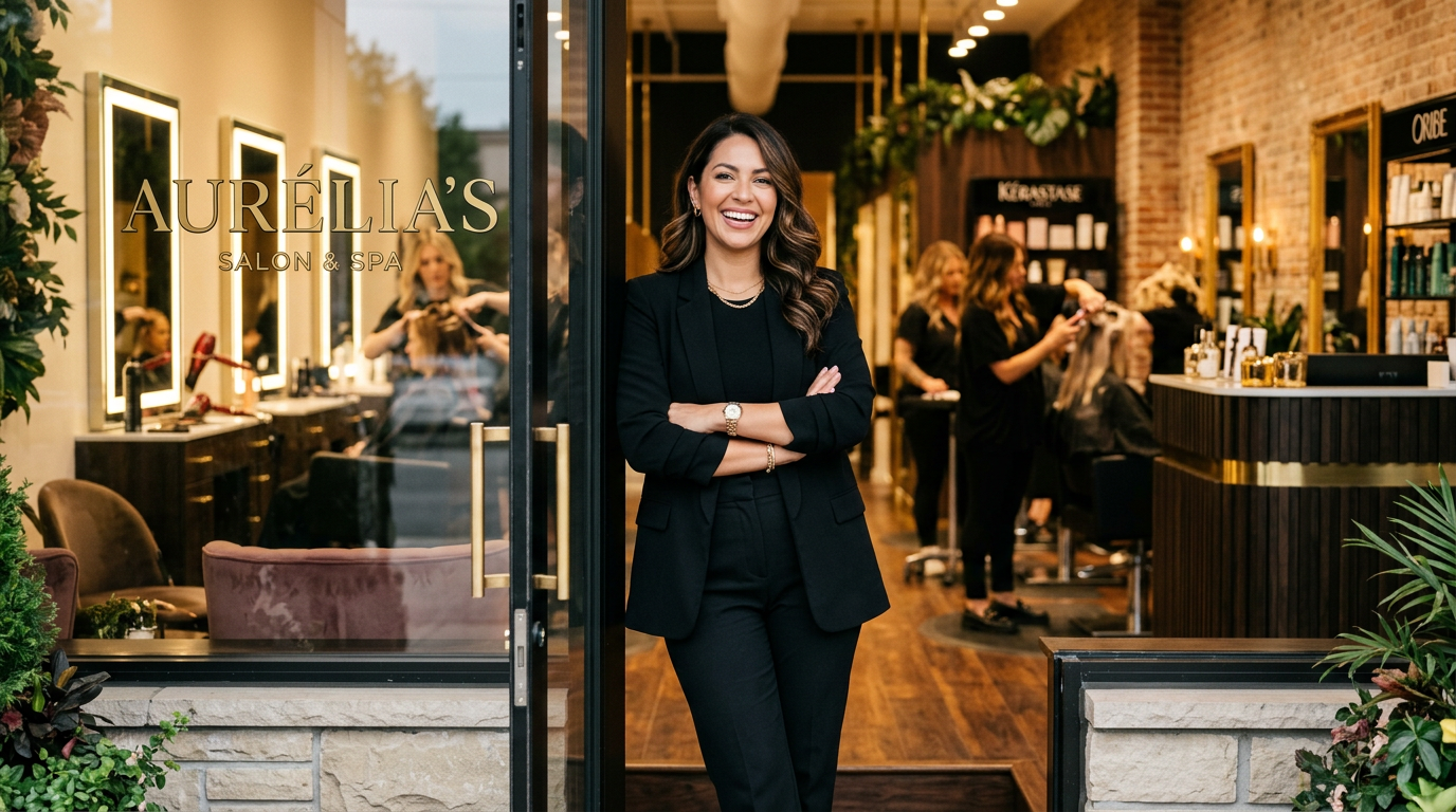 Happy salon owner growing with smart automation